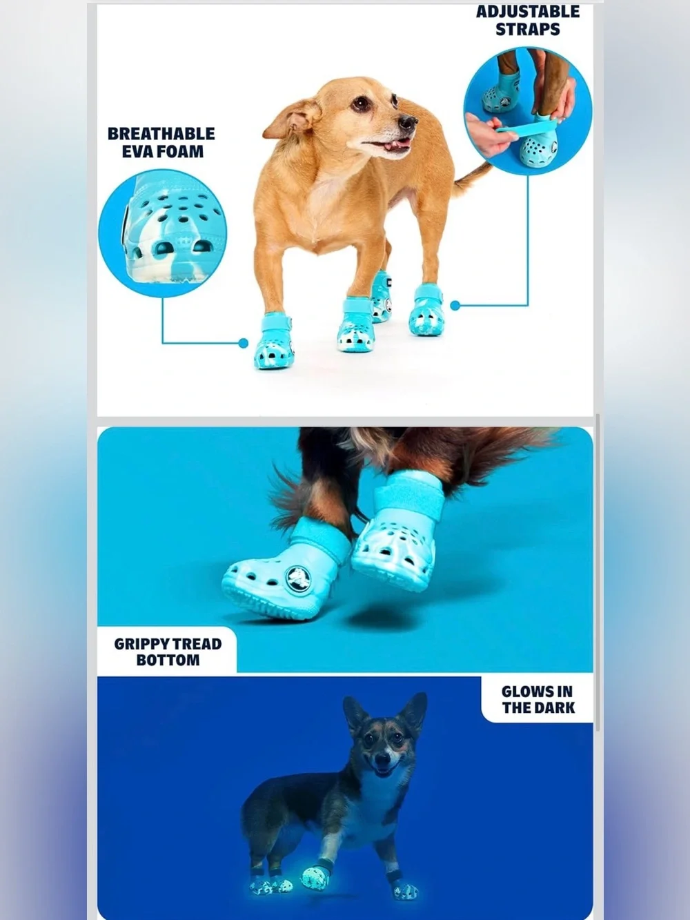Bark Crocs Dog Boots in Aqua (Blue) size S